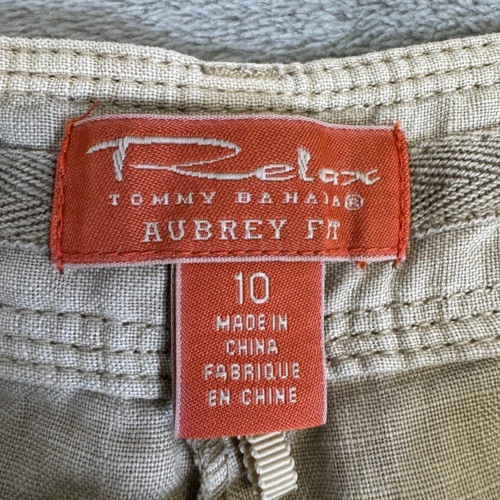 Tommy Bahama Relax Aubrey Fit Linen Pants Beige Tan Cropped Wide Leg Womens 10 - Picture 5 of 12